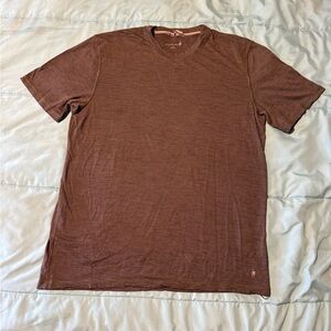 Smartwool Brown Striped Merino Short Sleeve Tee Large
